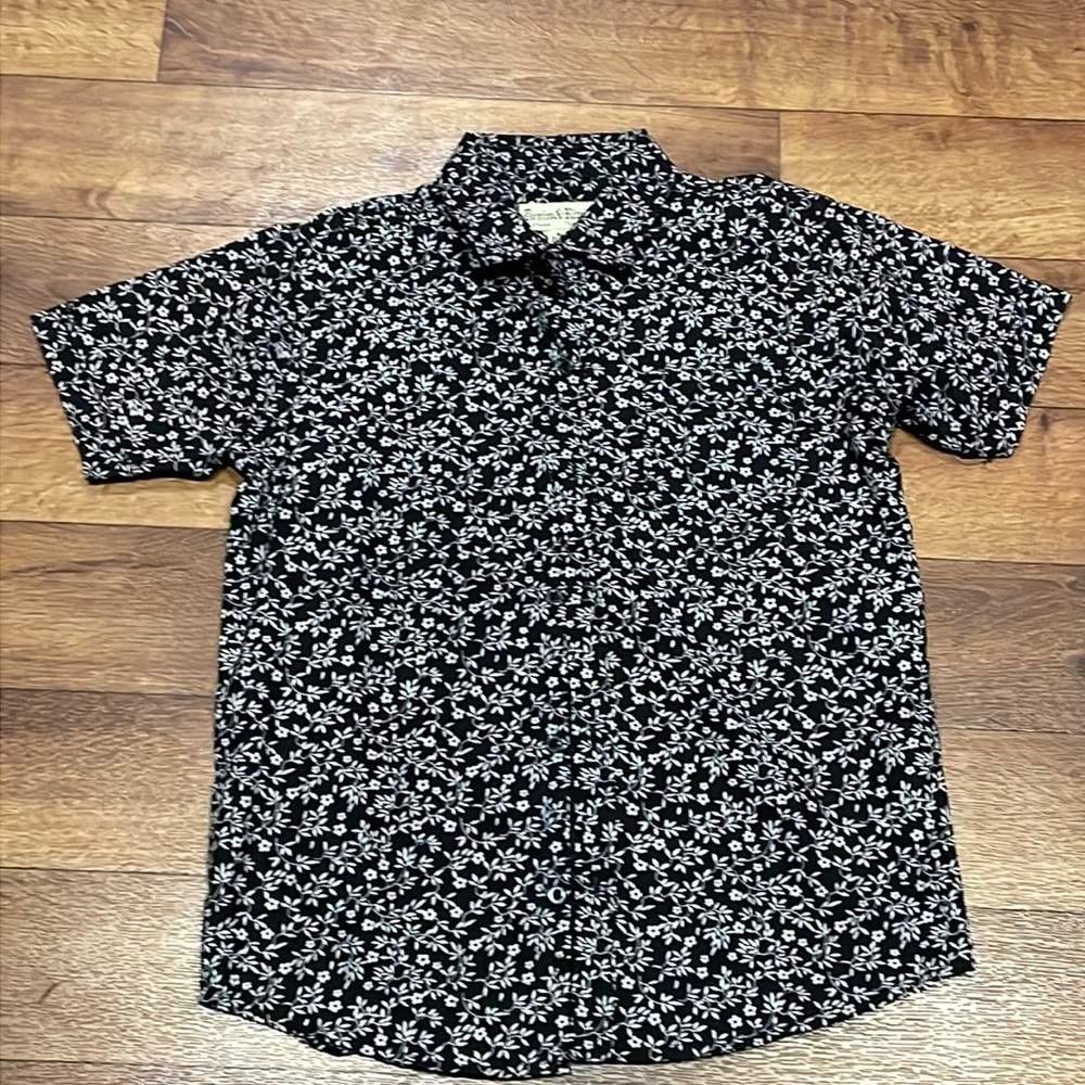 Floral Black & White Button Down Shirt